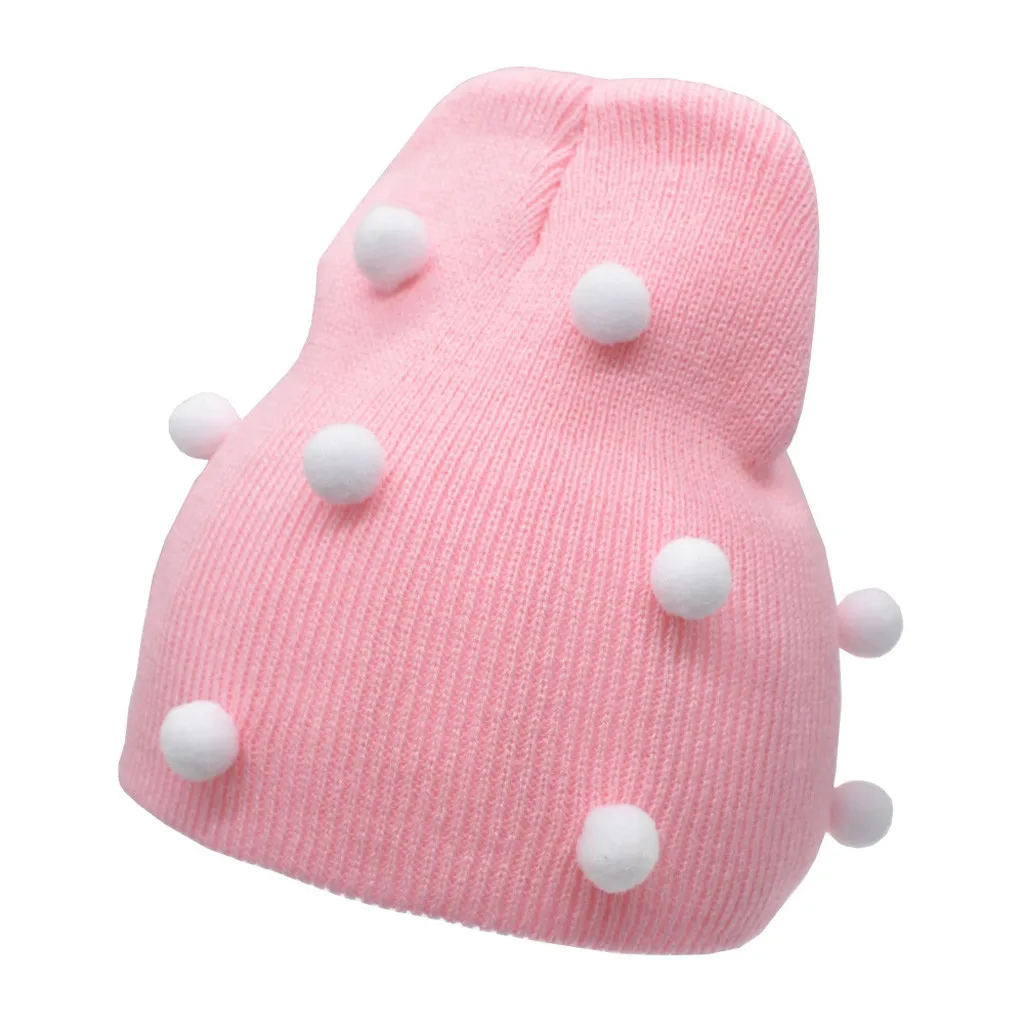 Children Baby Girl Boys Hat Winter Fashion Caps Pure Color Keeping Warm And Knitted Wool Hat Hairball Cap Шапки Детские