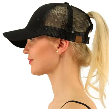 

Adjustable Ponytail Mesh Plain Trucker Comfy Baseball Cap For Unisex Women Men