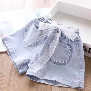 

4T-12T Wholesale Children denim shorts 2020 summer new fashion sexy beading girls hot pants korean casual jeans shorts L236