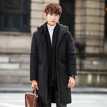 Теплый толстый зимний пуховик средней длины, Мужская брендовая одежда, высокое качество, X-Long, мужской пуховик на белом утином пуху, M-3XL