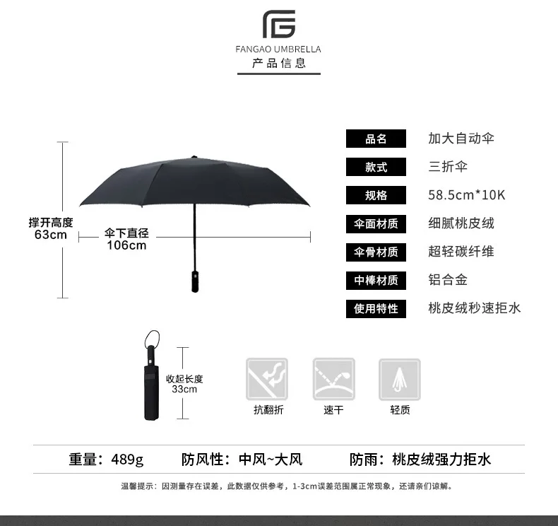 Зонт-автомат для мужчин складной трехскладной двойной очень большой усиленный студенческий всепогодный Зонт Простой деловой Umbre