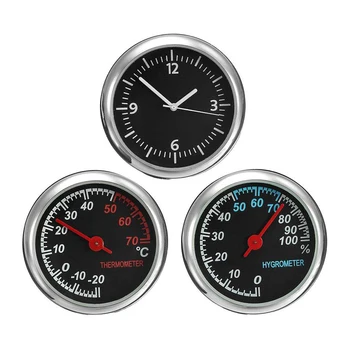 

3 In 1 Double Sided Space Saving Thermometer Mechanical Interior High Accuracy Multifunctional Clock Car Hygrometer