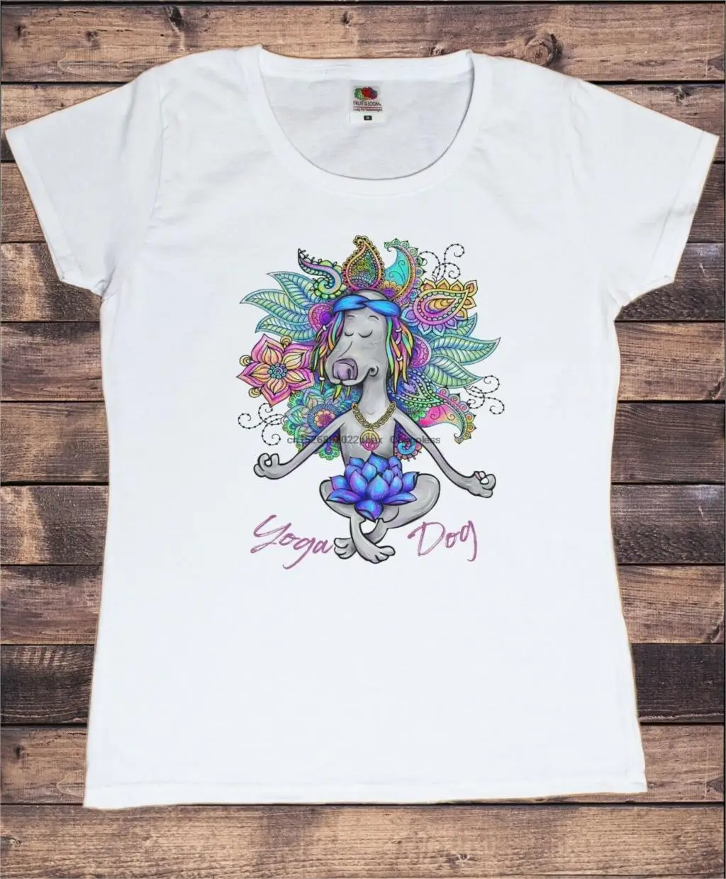 Women's T-Shirt Zen Lotus Flower Namaste Spiritual Meditation Yoga Dog TS1746 |