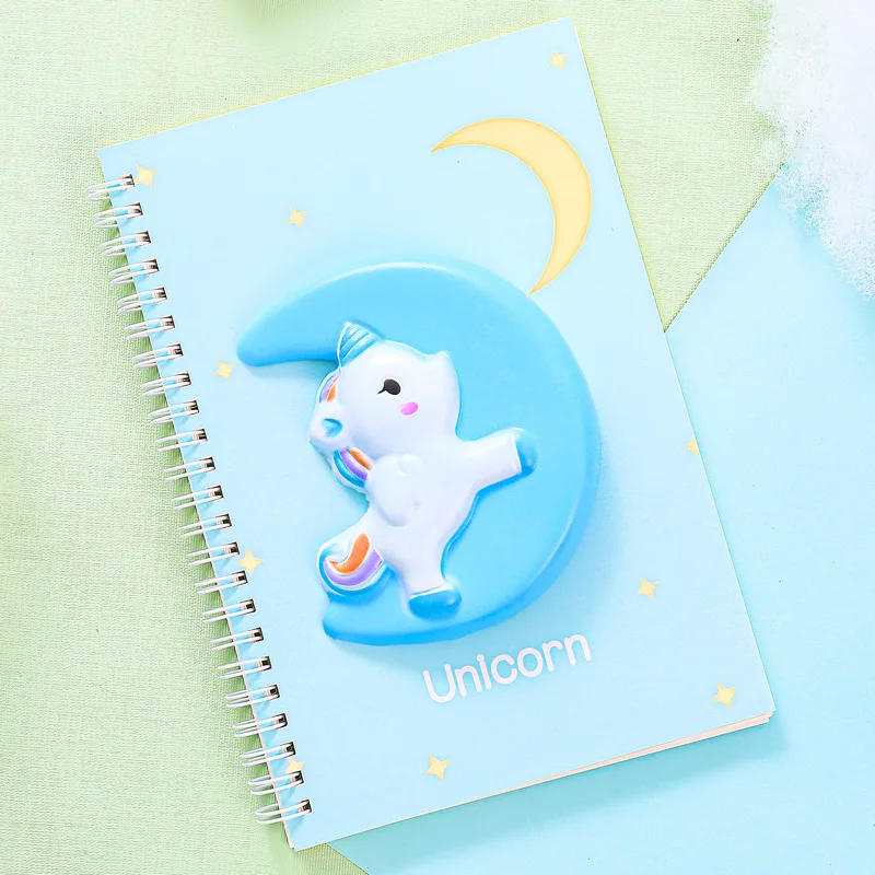 Notebook A5 Cartoon Cute Decompression Journal 3D Unicorn Animal Horizontal Line diary Planner School Supplies hand Notebooks