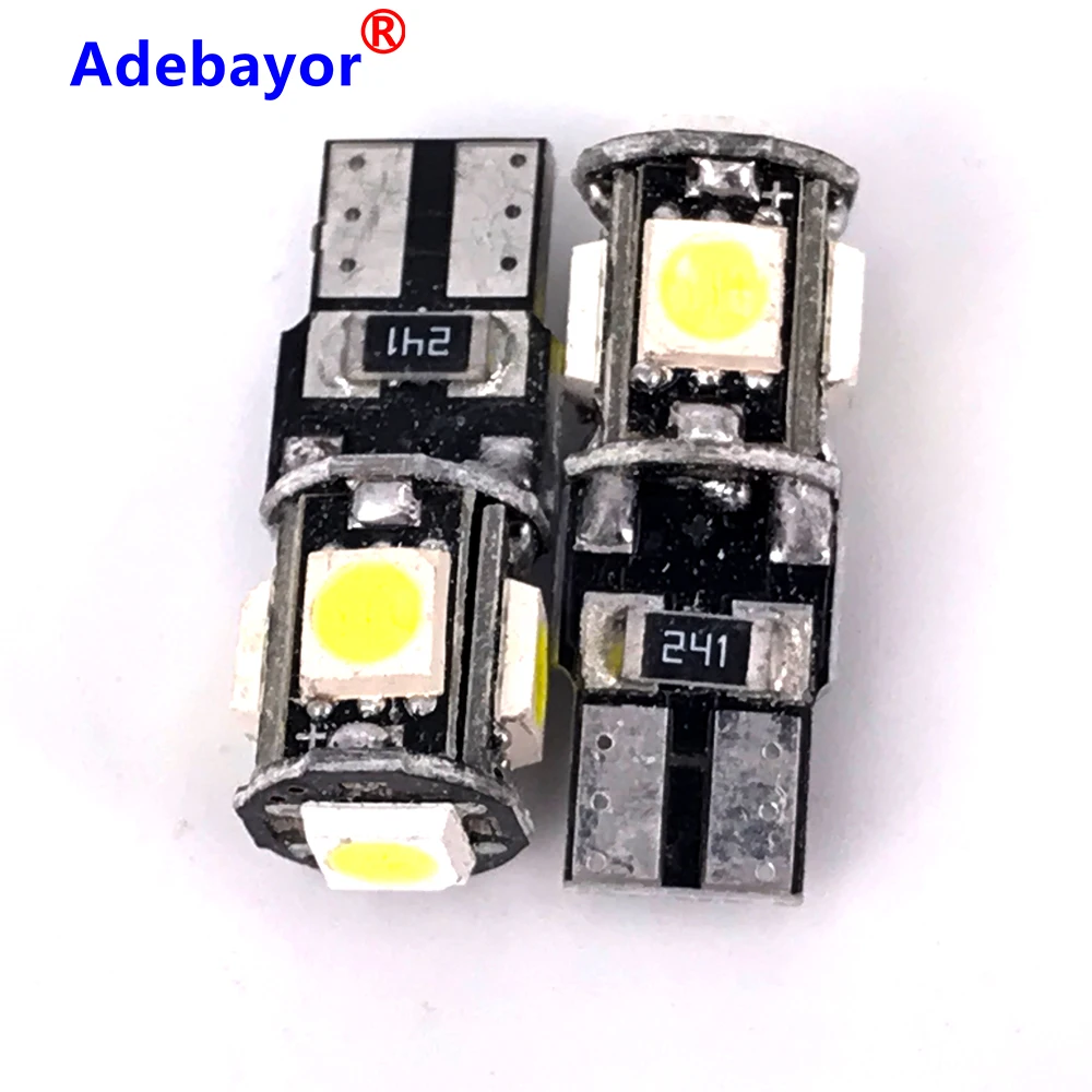 1 шт. автомобильная светодиодная лампа W5W 194 168 501 t10 canbus 5smd 5050 led 5 smd 3 чипа w5w с