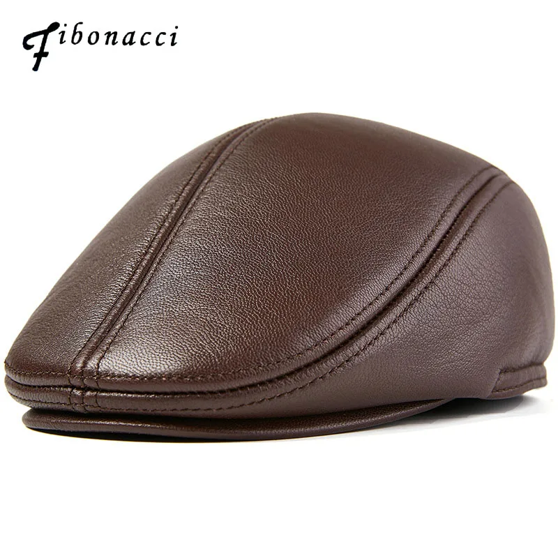 mens leather newsboy cap