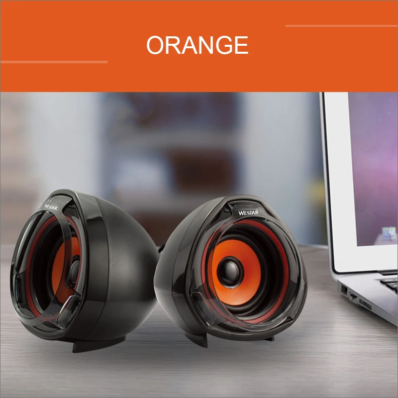 Orange WESDAR компьютерный динамик Портативный USB стерео Бас проводной громкий динамик s 3,5 мм разъем для настольного ПК ноутбук телефон MP3 музыкальный плеер - Цвет: Orange