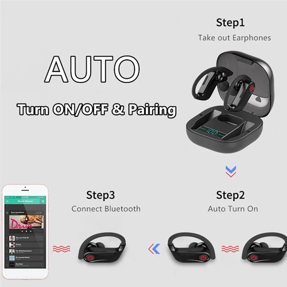 Беспроводные наушники Mubebe с Ушными крючками bluetooth захватывающим звуком анти