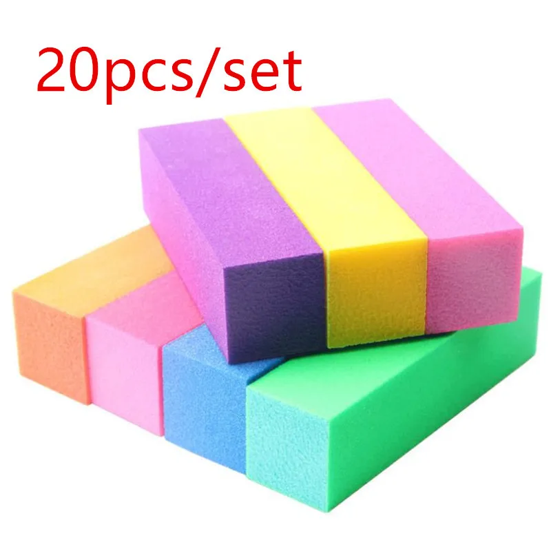 

20pcs/set Professional Four Sides Mini Sponge Nail File Buffer Block Buffing Sanding Nail Tools Pedicure Manicure Tool 20#48