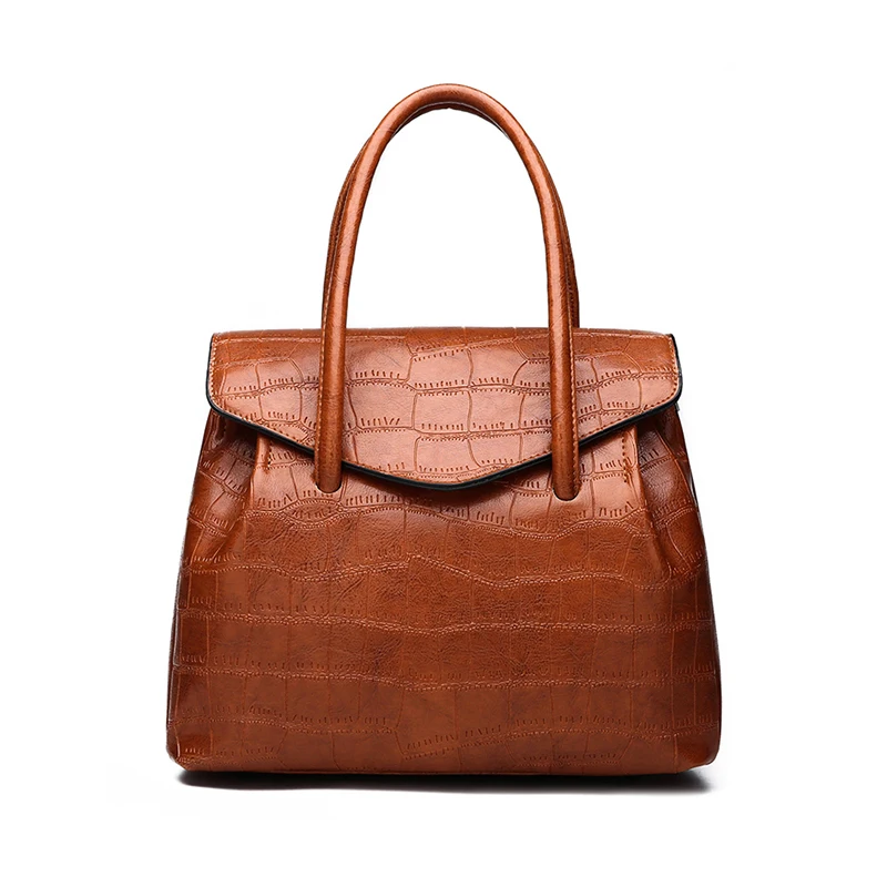 

ZROM Women Leather Handbag Retro Popular Wild Fashion Shoulder Bag For Women's Stone Pattern Female Shoulderbag Handbag Paquete