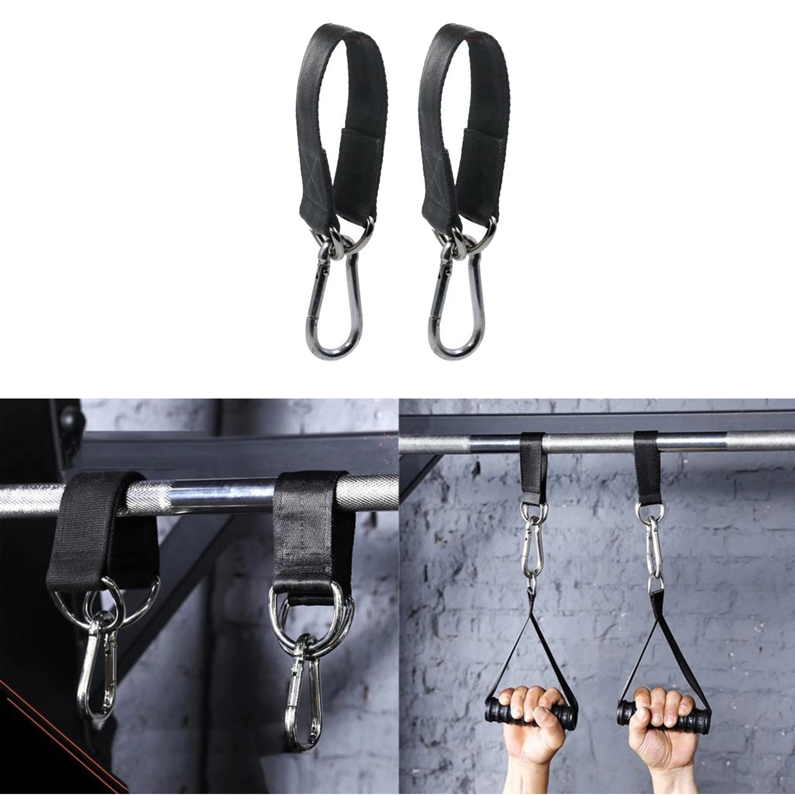 150kg Swing Hanging Straps Kit Gym Hanging Strap Webbing W/ D-ring Hooks