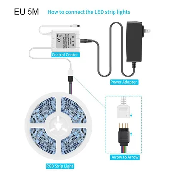 

RGB LED Strip Lights Waterproof 5050 LED Tape Lights Color Changing with Remote Home Lighting Kitchen Bed Flexible Strip Lights
