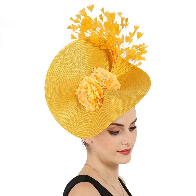 Yellow Straw Hyperbole Party Hats for 