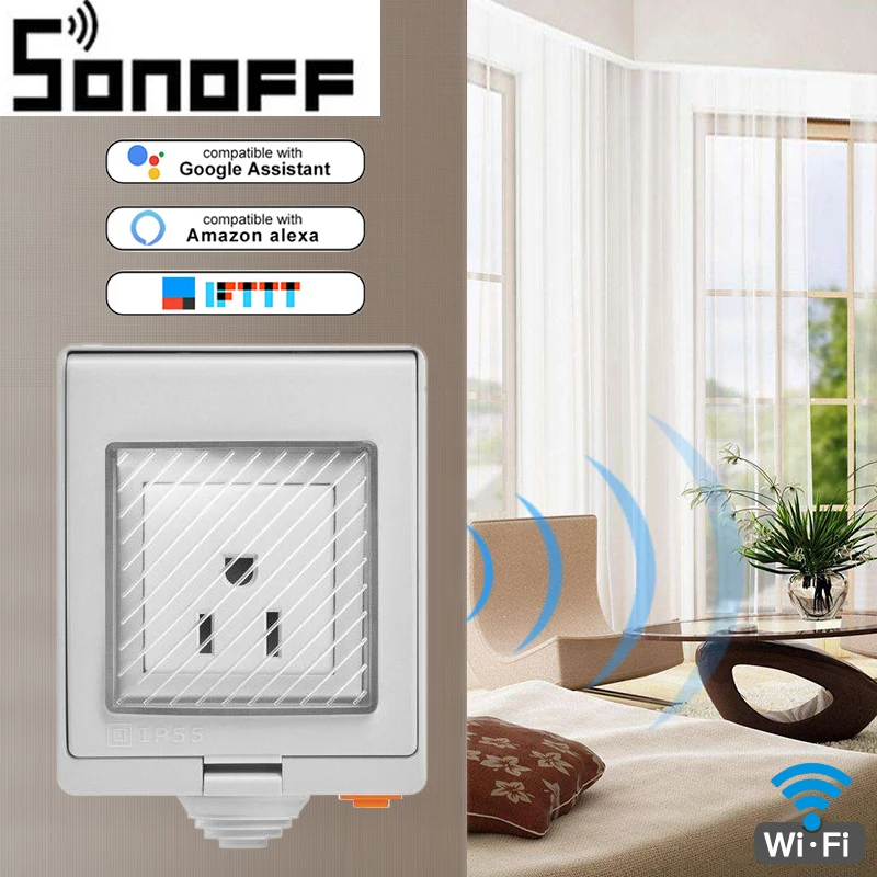 

SONOFF S55 Wi-Fi Smart IP55 Waterproof Design Socket for Android IOS for Google Wifi Switch Home Wall Switch Smart Automation
