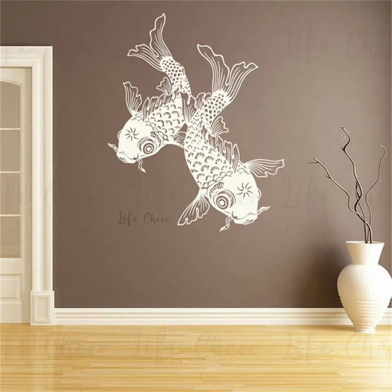 Koi Fish Wall Decal Asian Chinese Style Fish Wall Vinyl Sticker Home