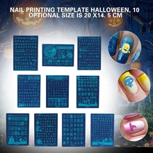 Elecool, Новое поступление, наклейки для дизайна ногтей на Хэллоуин, тиснение ногтей, 10 стилей, доступны
