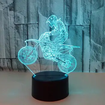 

3D Table Lamp Atmosphere Christmas Xmas Bright Desk Light Touch Control Motocross Bike Modern Indoor Lighting Night Light