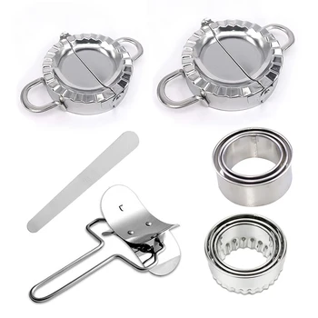 

10Pcs/set Wraper Dumpling moulds set Tool Silver Dumpling Mould Cutter Small Large dumpling mould kitchen supplies cooking cook