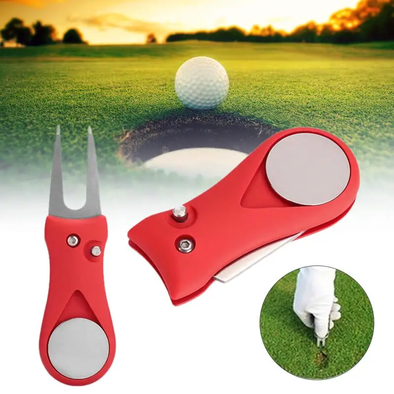 1 Pcs Golf Divot Repair Tool Switchblade Pitch Groove Cleaner Pitchfork with Marker Drop Ship | Спорт и развлечения