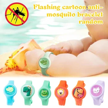 

Cute Cartoon Anti-Mosquito Wristband Outdoor Reusable Baby Mosquito Repellent Wristband with Flash Light B99