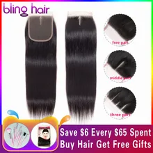Шикарные волосы 4*4 швейцарская шнуровка перуанские прямые человеческие волосы закрытие бесплатно/средний/три части с волосами младенца Remy натуральный цвет