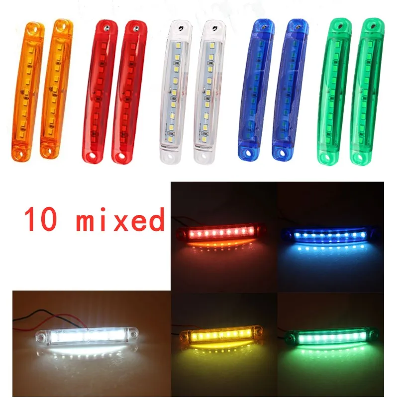 

10 шт Смешанные 12V 24V 9LED Боковой габаритный фонарь светильник поворота зазор сигнала светильник бортовой светильник для грузового прицепа