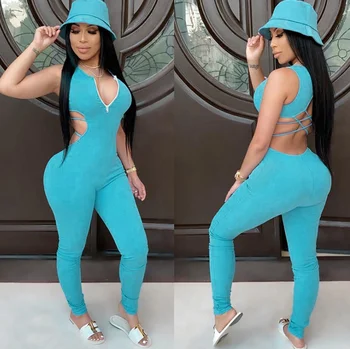 

Fitness running sportswear solid color sexy hollow beautiful back buttocks sports jumpsuit trousers sports club clothes