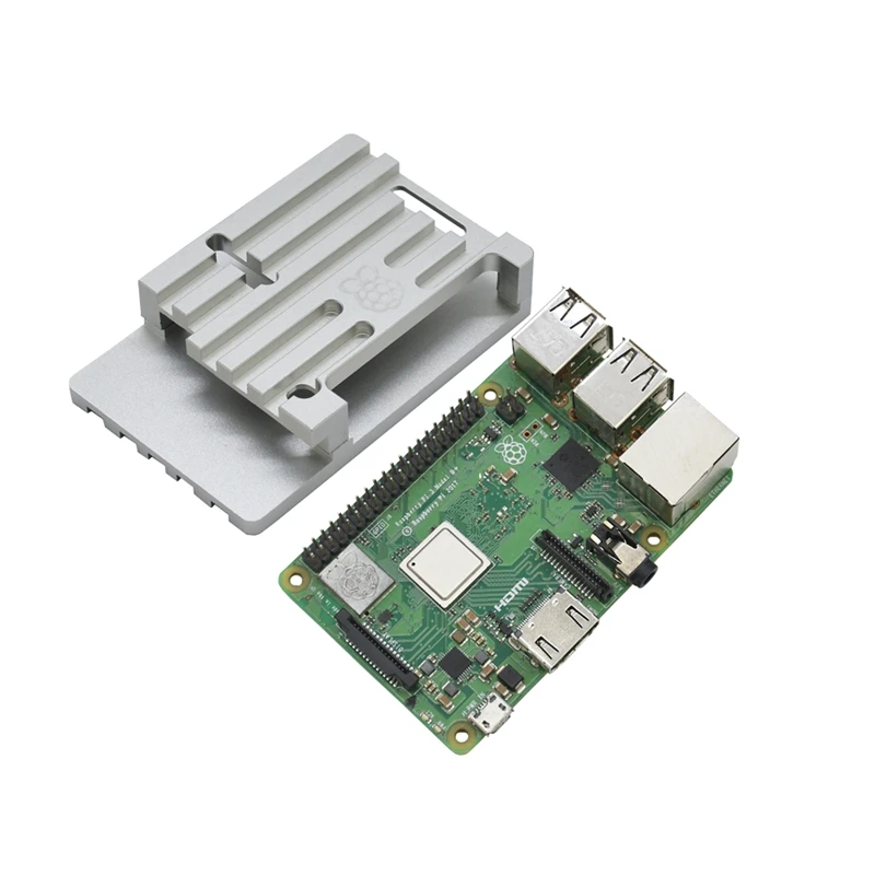 Для Raspberry Pi 3 Model B + (Plus) плата + алюминиевый корпус с ЧПУ + адаптер питания 5V 2.5A с Wifi и комплект Bluetooth Us Plug