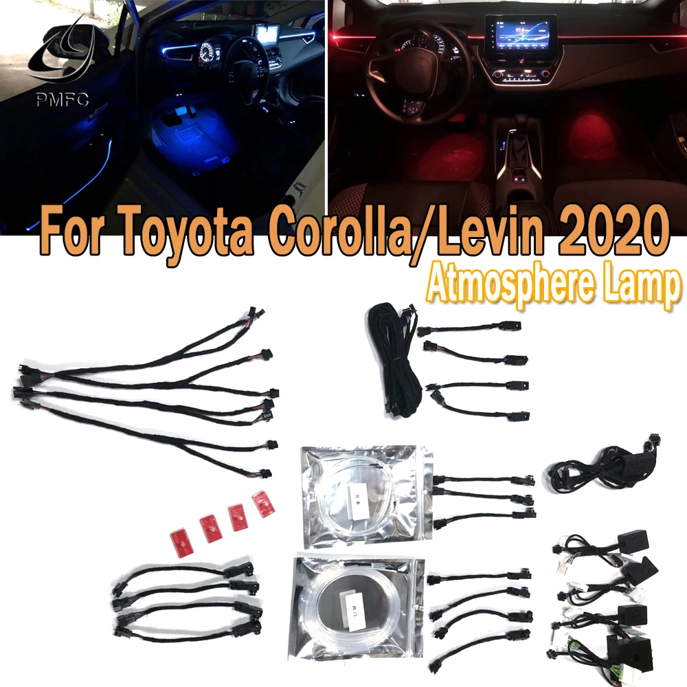 

PMFC LED 4Door Atmosphere Lamp Instrument Panel Foot Storage Box Decorative Light Blue/64 Colors For Toyota Corolla/Levin 2020