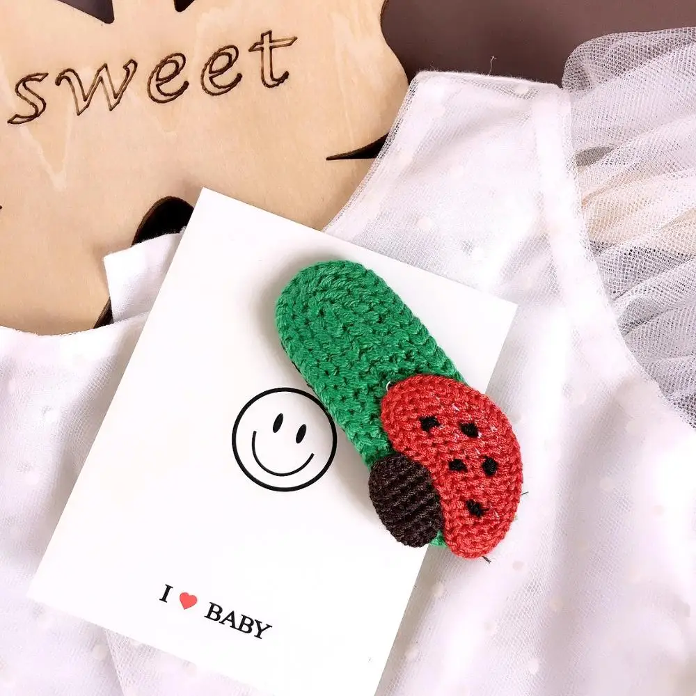 Корейский мультфильм вязаные животные Фрукты милые осень зима дети девочки BB шпильки заколки для волос головной убор Accessories-SWC5-W2 для волос - Цвет: 5