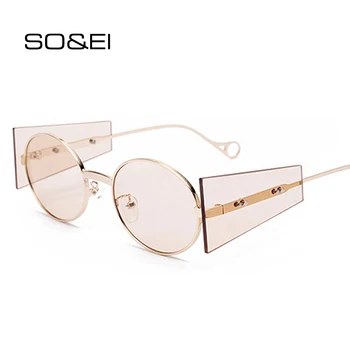 

SO&EI Fashion Oval Steampunk Sunglasses Women Luxury Brand Designer Retro Round Punk Female Sun Glasses Shades UV400 Men Eyewear