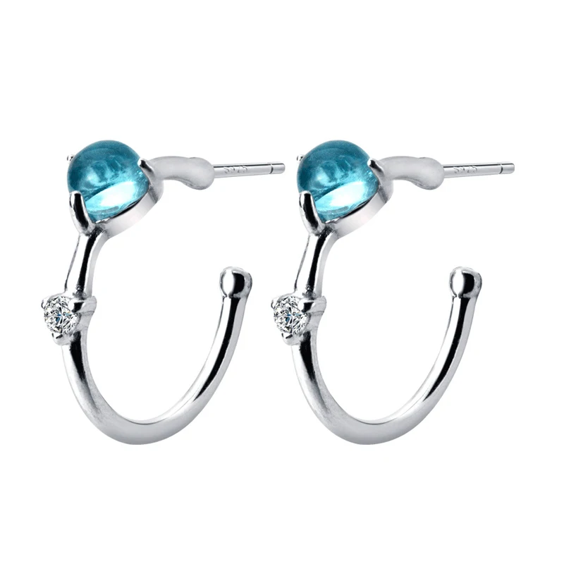 MloveAcc настоящие 925 пробы серебряные серьги-гвоздики для женщин модные синие Кристальные серьги-гвоздики - Окраска металла: G