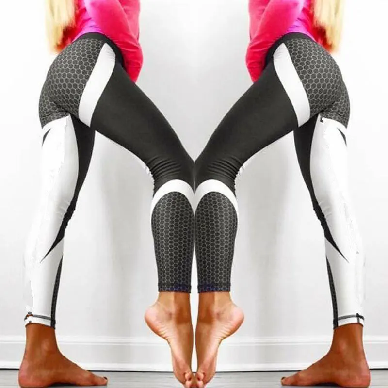 

Hot Selling Geometry Honeycomb Digital Printing Leggings Women's High-waisted Ultra-stretch Sports Yoga Athletic Pants
