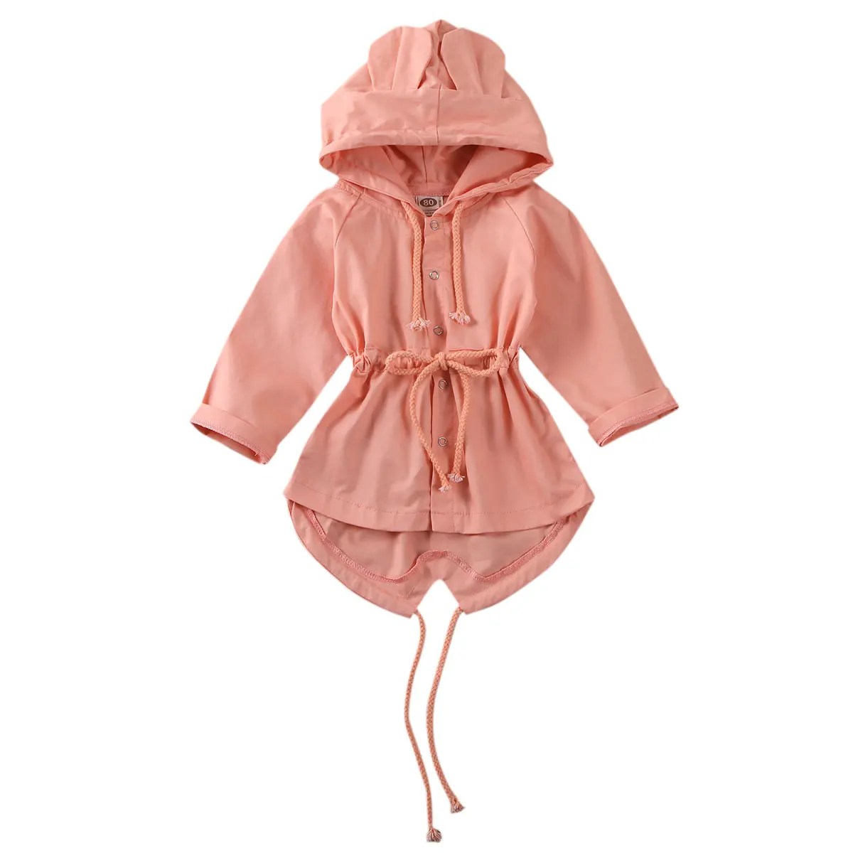 Летняя одежда для малышей, толстовки с капюшоном и объемными ушками для маленьких девочек, пальто, куртка с капюшоном, верхняя одежда, одежда с длинными рукавами - Цвет: Розовый