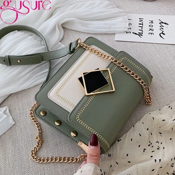 

Gusure Pu Leather Crossbody Bags for Women Small Shoulder Messenger Purse Chains Sling Bag Special Lock Design Female Handbags
