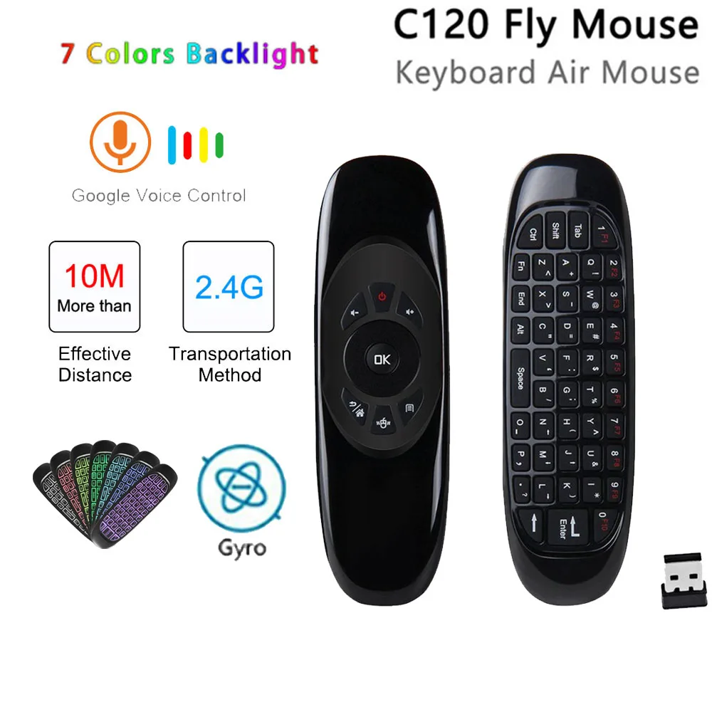 

English Russian 2.4G Air mouse Wireless Keyboard Remote Control With 7 color Backlight voice for Android Smart TV Box H96 MAX