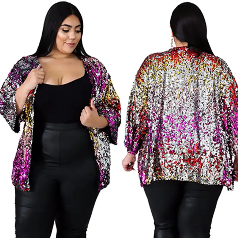 Plus size sequin cardigans Clearance