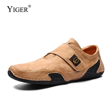 

YIGER New Men's loafers man casual falt shoes 2020 big size male leisure boat shoes driving shoes Trend Design free shipping