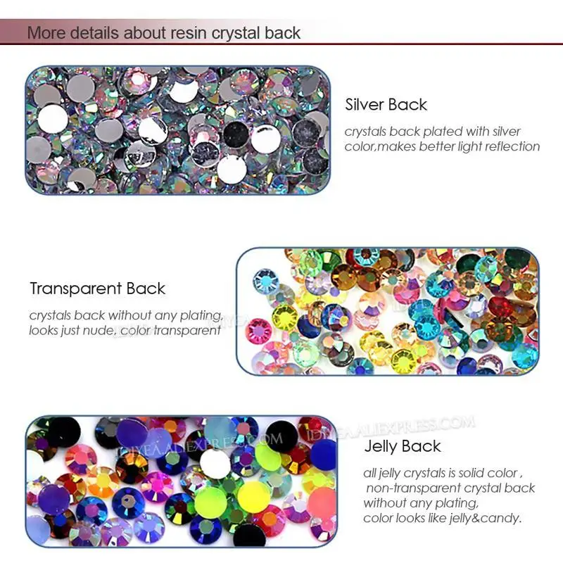 Wholesale Jelly AB Resin Non Hot Fix Rhinestones Cтразы Flatback Plastic Crystals Strass Glitters Stone Bulk Big Package for DIY