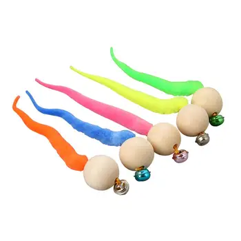 

Wiggly Balls Cat Bell Toys New Cat Chewing Toys Wooden Ball Wiggly Tail Bell Sounding Kitten Bite Toys Cat Chewing Toys