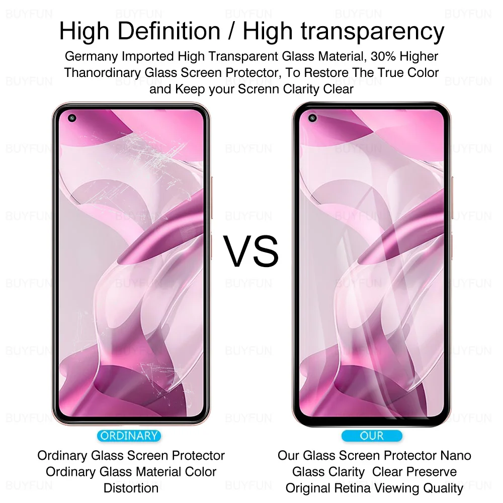 Full Cover Tempered Glass Case Screen Protector 2PCS phone protector cover tempered glass screen protector For Xiaomi 11 Lite 5G NE 6.55" Screen Protector For Xiamoi Mi 11 Lite 11Lite Protective Film