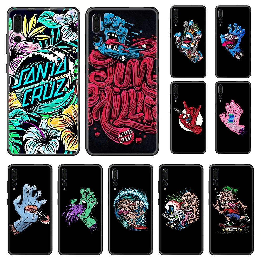 

Santa Cruz Skateboards Art Phone case For Huawei P 8 10 20 30 Smart Plus 2019 Z Lite Pro 2017 2019 black 3D hoesjes silicone