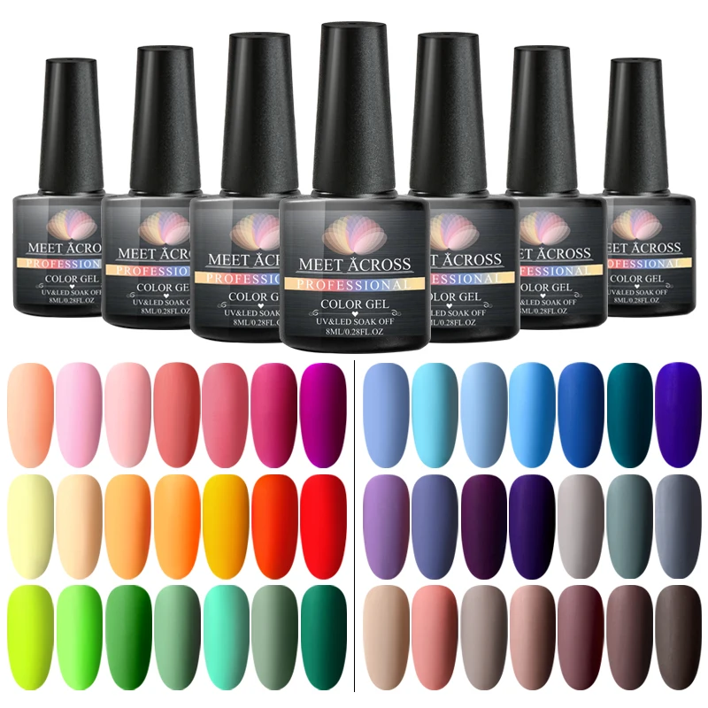 

MEET ACROSS Matte Top Coat Color UV Gel Nail Polish Semi Permanent Soak Off UV Gel Varnish DIY Nail Art Gel Lacquer Manicure