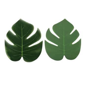 

24pcs/lot Artificial Leaves Backdrop Tropical Palm Tree Hawaiian Party Table Decoration Fake Palm Leaf Wedding Decoration 2020