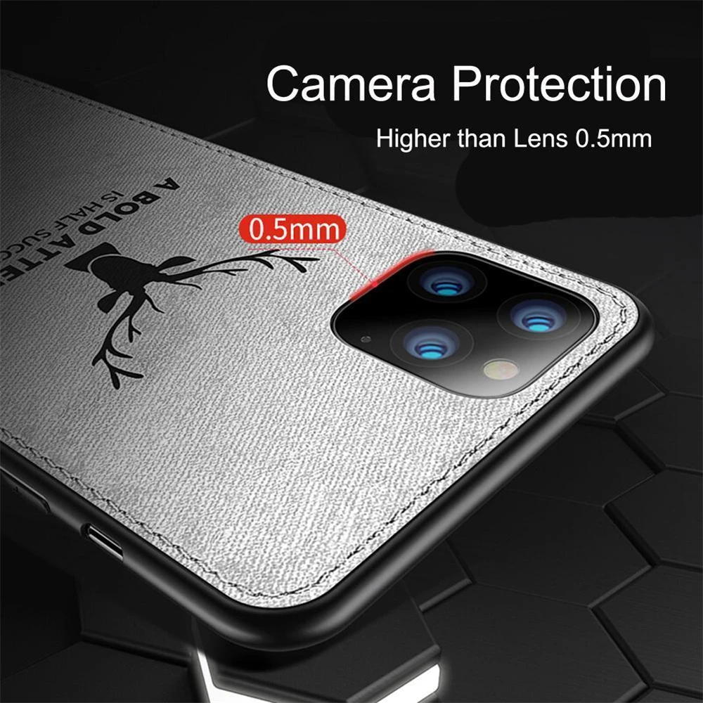 Мягкий чехол из ТПУ с тканевой текстурой и рисунком оленя для iPhone 7 8 6 6s Plus 12 mini 11 Pro