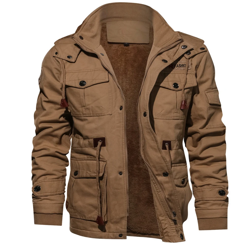 Горячая Распродажа, зимняя Военная Толстая куртка, мужские теплые пальто с капюшоном, теплая толстая верхняя одежда для мужчин размера плюс M-4XL, Брендовые мужские куртки s - Цвет: Khaki