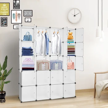

20 Cube Organizer Stackable Plastic Storage Shelves Closet Cabinet w/ 2 Hanger US Warehouse Drop Shipping Available