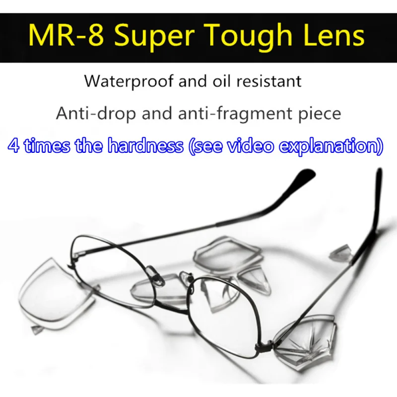 Super Tough MR-8 Series Anti-Fog lens Index 1.56/1.61/1.67 Optical Prescription Aspherica Resin Lens Myopia Hyperopia HMC Lenses