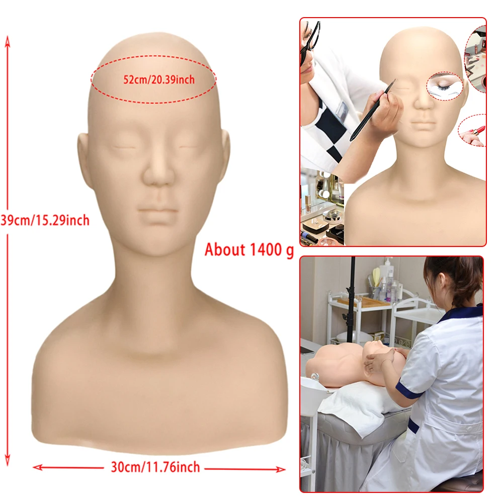 

Half Body Soft Massage Model Cosmetology Make Up/Grafting Eyebrow Design Practice Training Mannequin Head Doll With Shoulder