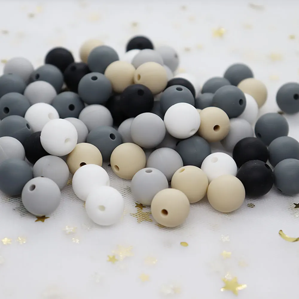 1000Pcs 12mm Silicone Beads Round Baby Teether Bead BPA Free Teething Necklace Pacifier Chain Bead Tiny Rod Baby Products Toy